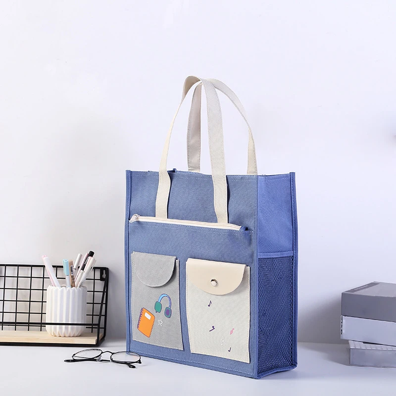 

Новая женская сумка с несколькими карманами для студенческих учебников и канцелярских принадлежностей, сумка для хранения ежедневных обедов ручной работы