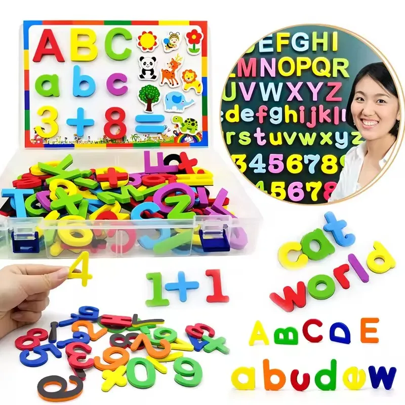 Magnetic Refrigerator Stickers EVA Foam Magnet Alphabet Letters Learning Spelling Counting Educational Toys for Children