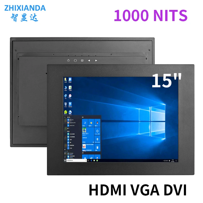 

Factory Price 15 Inch 1024*768 1000NITS Industrial Embedded Vesa Wall Mount Panel Touch Screen Monitor VGA HDMI DVI LCD Display