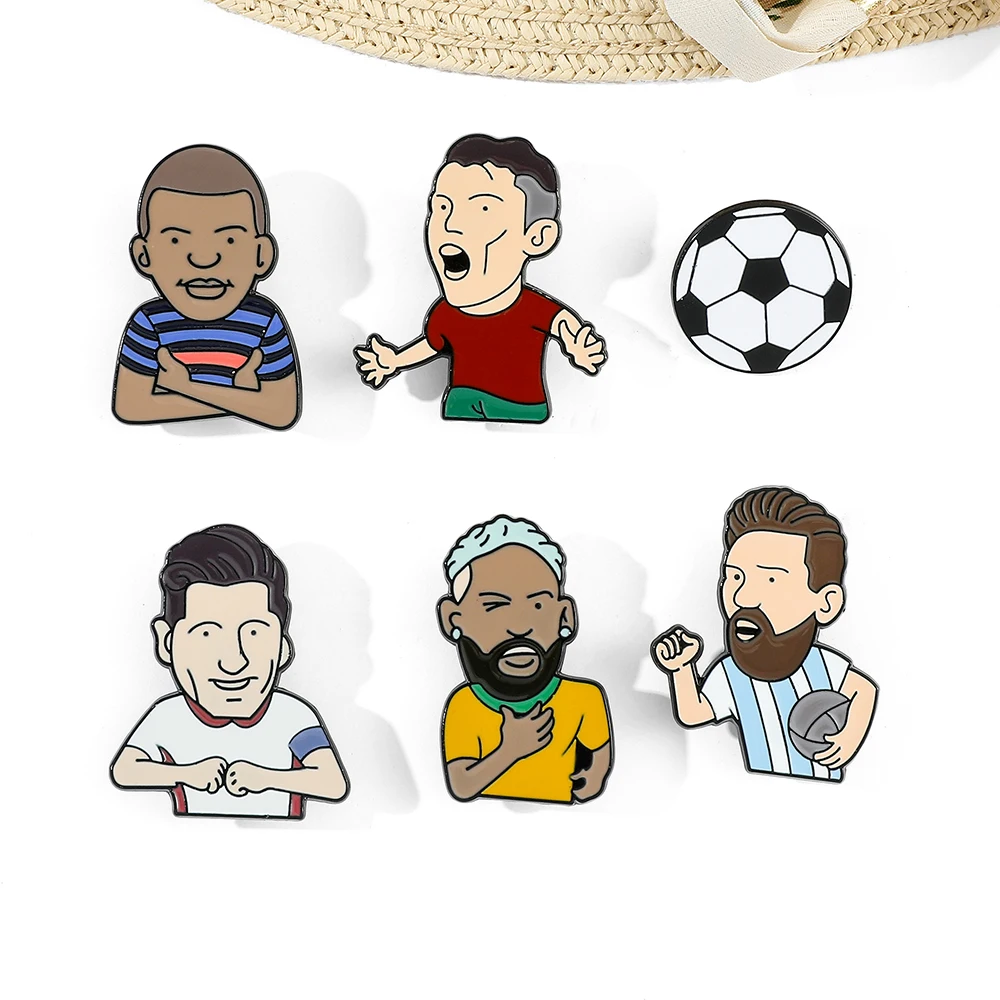 Broche en émail étoile de football, broche de maillot de joueur de dessin animé, insigne de revers de sac personnalisé, bijoux d'athlète, cadeau pour GérFriends, accessoires