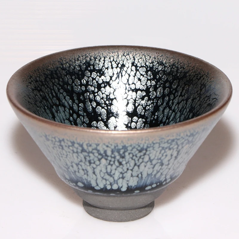 Jian zhan Yuteki Tenmoku Tea Cup Natural Clay Glaze Fire in Kiln under 1300 Celcius Porcelain Tea Bowl Ceramic Teacup