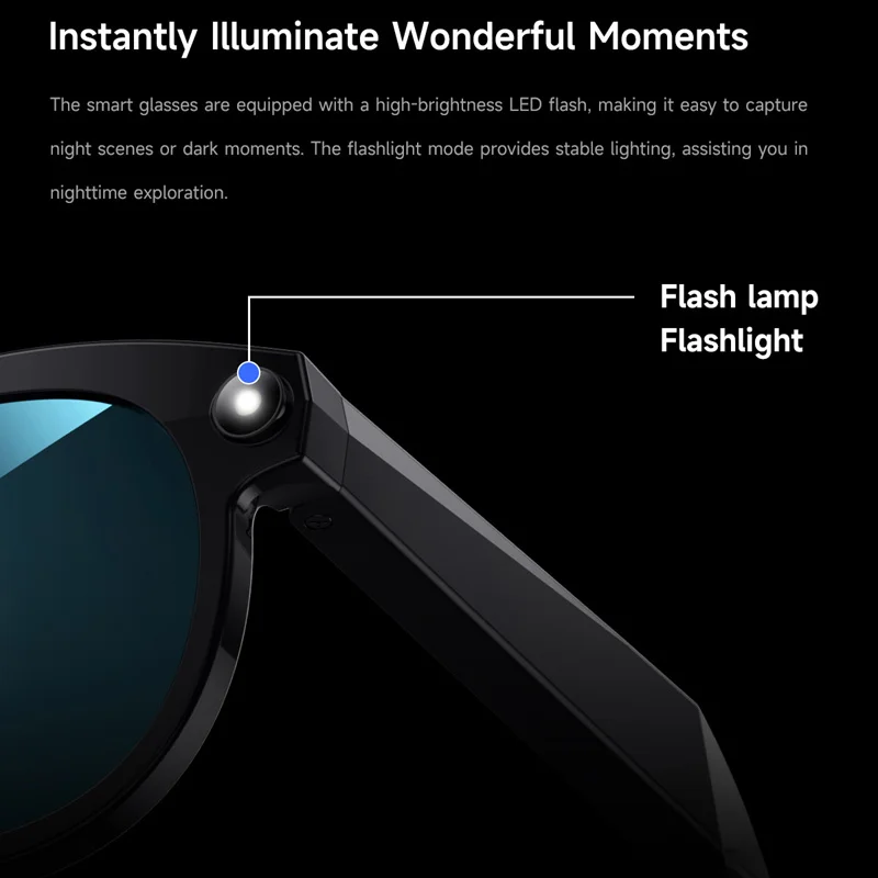 Lenovo Smart AI Glasses 1200MP 8K HD Color Changing Chat Translate Camera Bluetooth Call Voice Assistant Music Control Glasses view 2