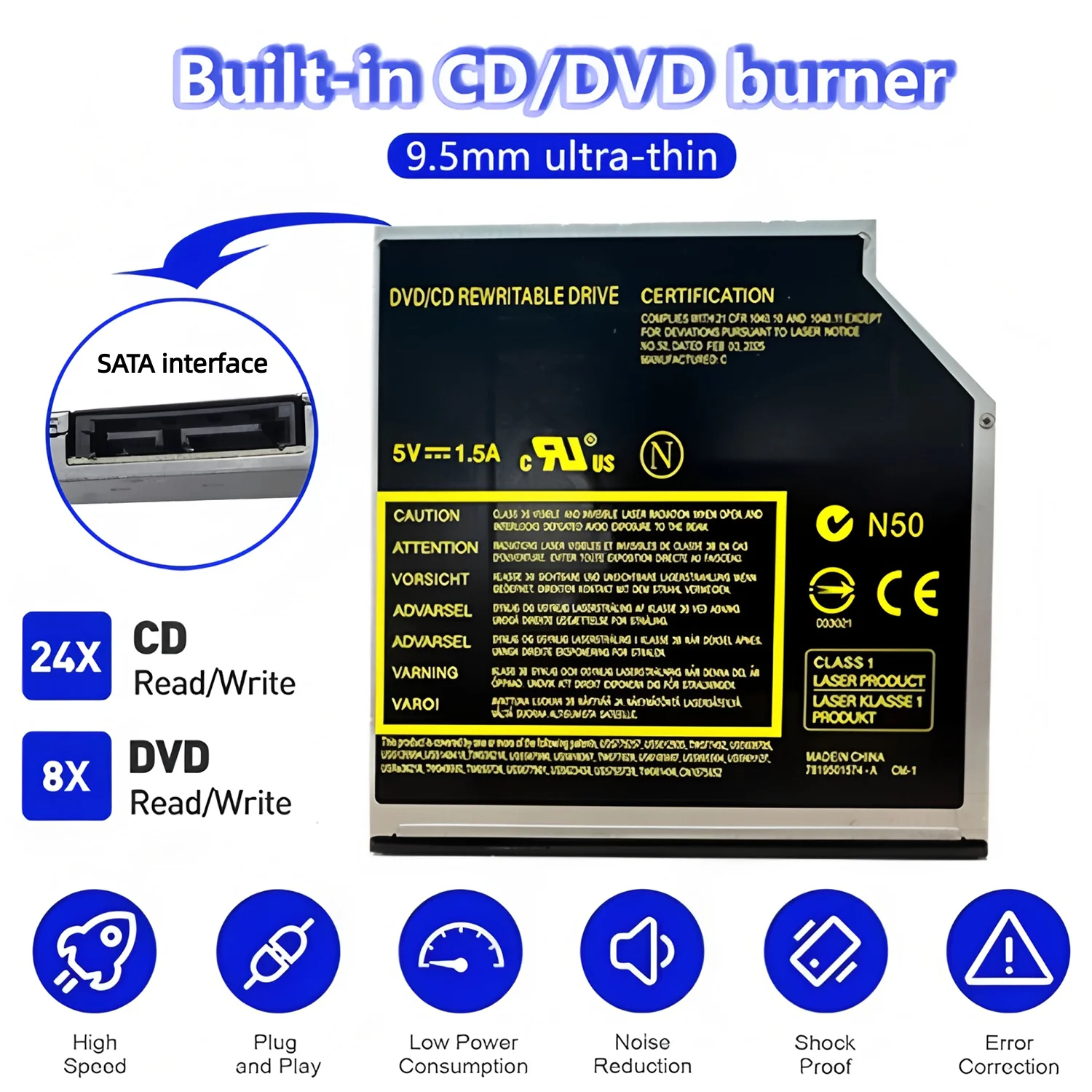 

LJIAL Superdrive DVD CD RW записывающее устройство 9,5 мм внутренний оптический привод SATA привод для ноутбука DVD записывающее устройство