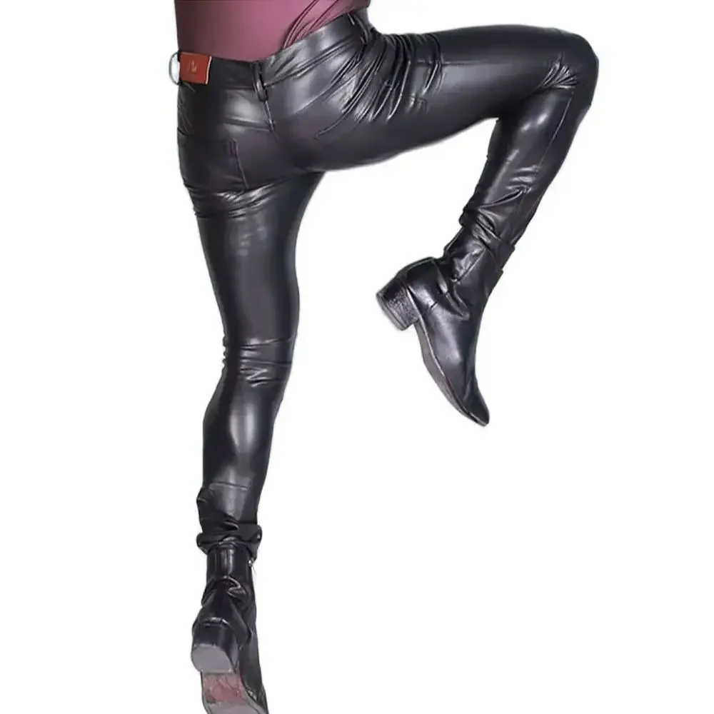 

Леггинсы из искусственной кожи, высокоэластичные байкерские ботинки, джинсовые стили, повседневные мотоциклетные брюки-карандаш, модные узкие брюки