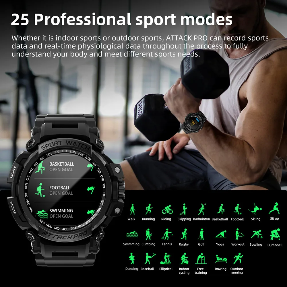 LOKMAT Brand New ATTACK Pro Sport Smart Watch Bluetooth Calls Watches 5ATM Waterproof Fitness Tracker Heart Rate Monitor 2023