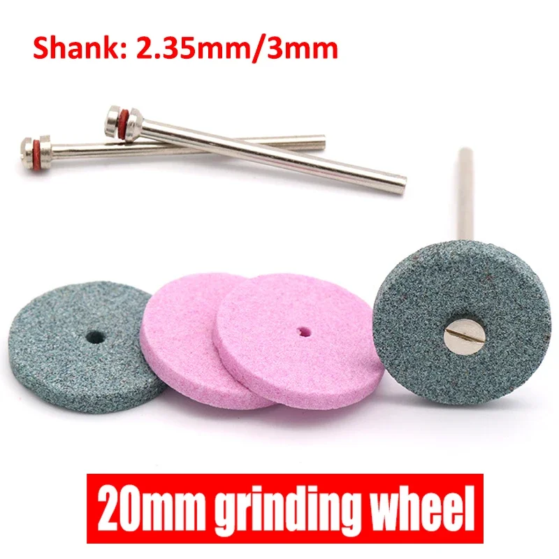 2-12pcs 20mm Mini Drill Grinding Wheel CeramicBuffing Polishing Pad Abrasive Disc 2.35/3mm Shank For Rotary Tool Accessories