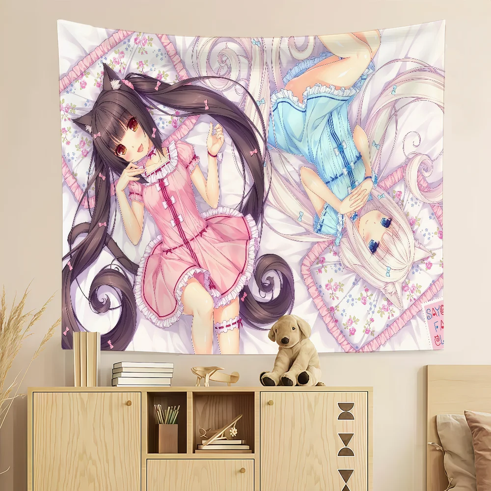Cute N-Nekopara Anime kawaii flag Custom Camping Garden Decor Party Backdrops Wall Art Family Gifts