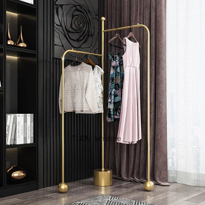 Golden metal hanger, saving aesthetic entrance, Nordic clothing, no need to transport plush, Ropa Perchero Hall furniture