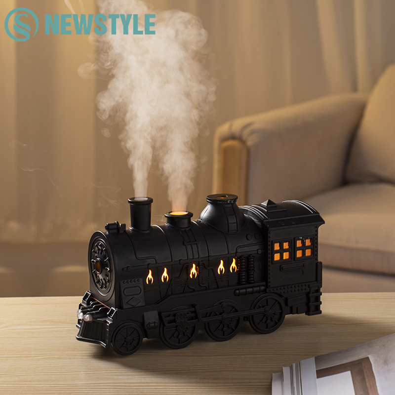 Retro Train Ultrasonic Air Humidifier Jellyfish Spray Essential Oils Aroma Diffuser with Colourful Night Lights Remote Control