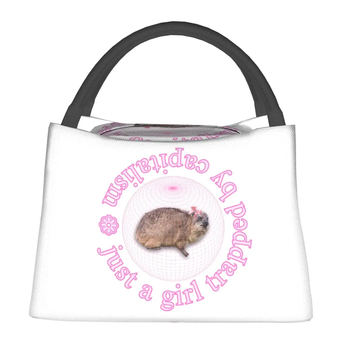 Rock Hyrax Just A Girl Trapped By Capitalism Coquette Lunch Bags Bento Box Lunch Tote Picnic Bags Thermal Bag for Woman Office