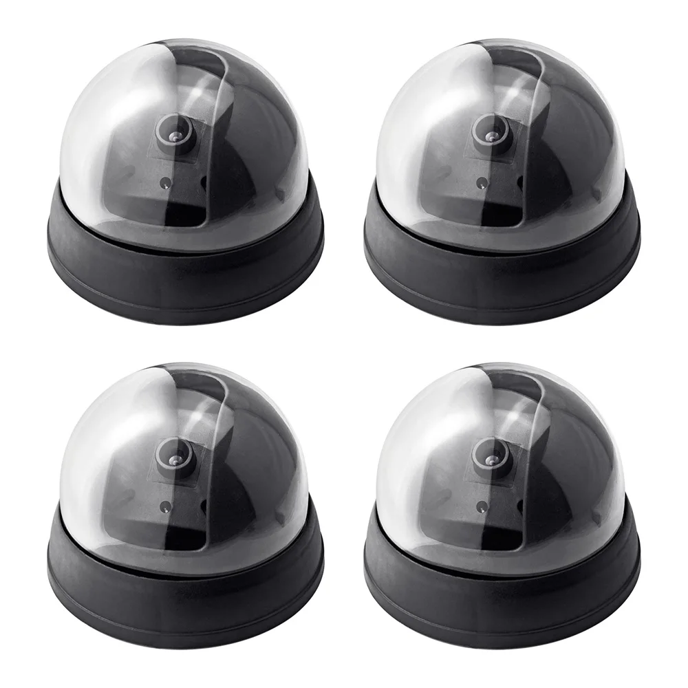 Fuers 4pcs Creative Black Plastic Dome CCTV Dummy Camera Flashing Led Fake Camera Surveillance Security System