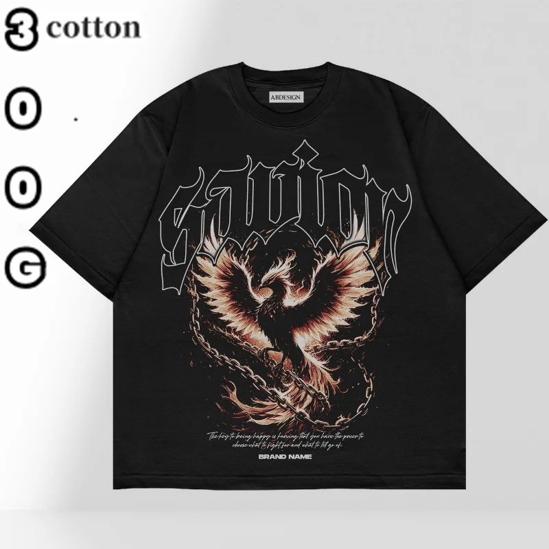 Summer Y2K American Oversized Short-sleeved Men's Senior Eagle Pattern Hip-hop High-quality Cotton T-shirt Women's S-4XL