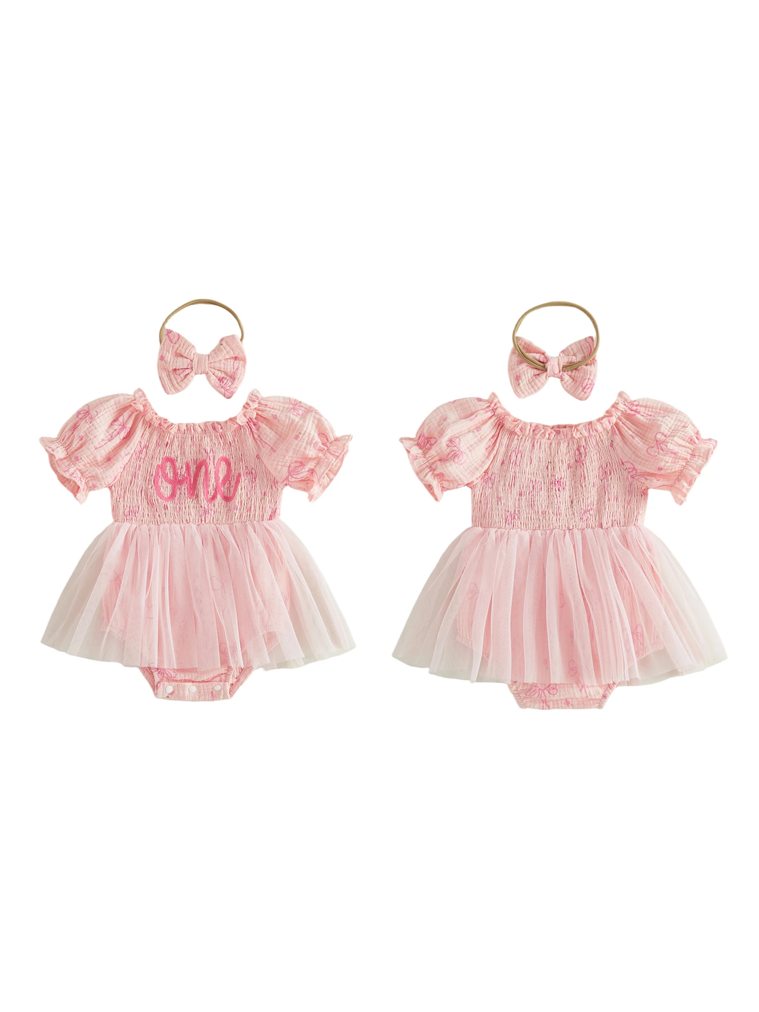 

Платье-комбинезон с цветочным принтом и рюшами на рукавах для маленьких девочек, в комплекте с подходящей повязкой на голову с бантом, для летних прогулок и вечеринок