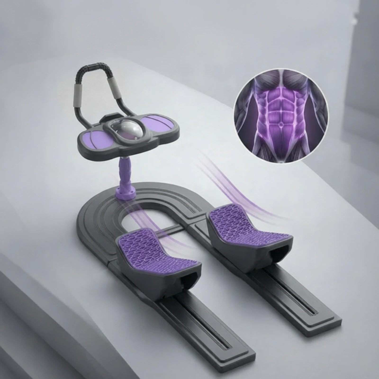 Appareil de musculation des abdominaux à cadre incurvé avec support genoux et coussinets de soutien pour le fitness à domicile