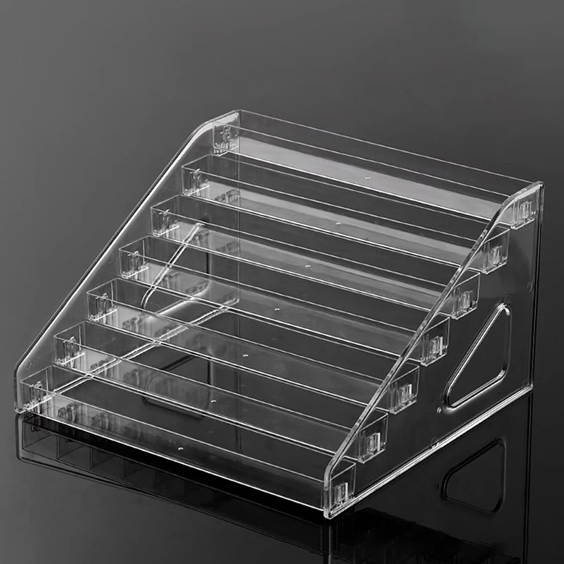 ชั้นวางยาทาเล็บอะคริลิคใส ชั้นวางเก็บของพลาสติกหลายชั้น ชั้นวางเจลยูวี ติดตั้งง่าย ชั้นวางเครื่องสำอางสำหรับทำเล็บ