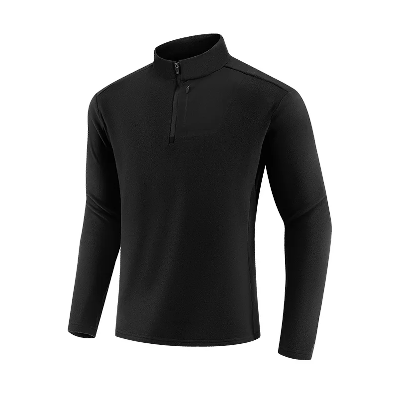 Men's Round Neck Zipper Small Collar Long Sleeved High-quality Fine Velvet Warm Blue Black Other