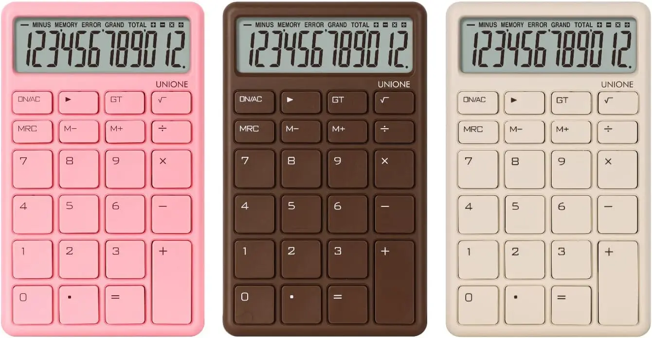 Pocket & Desktop Brown Calculator with  Bright LCD, Dual Power  Desktop. Color. Business, Office, High School