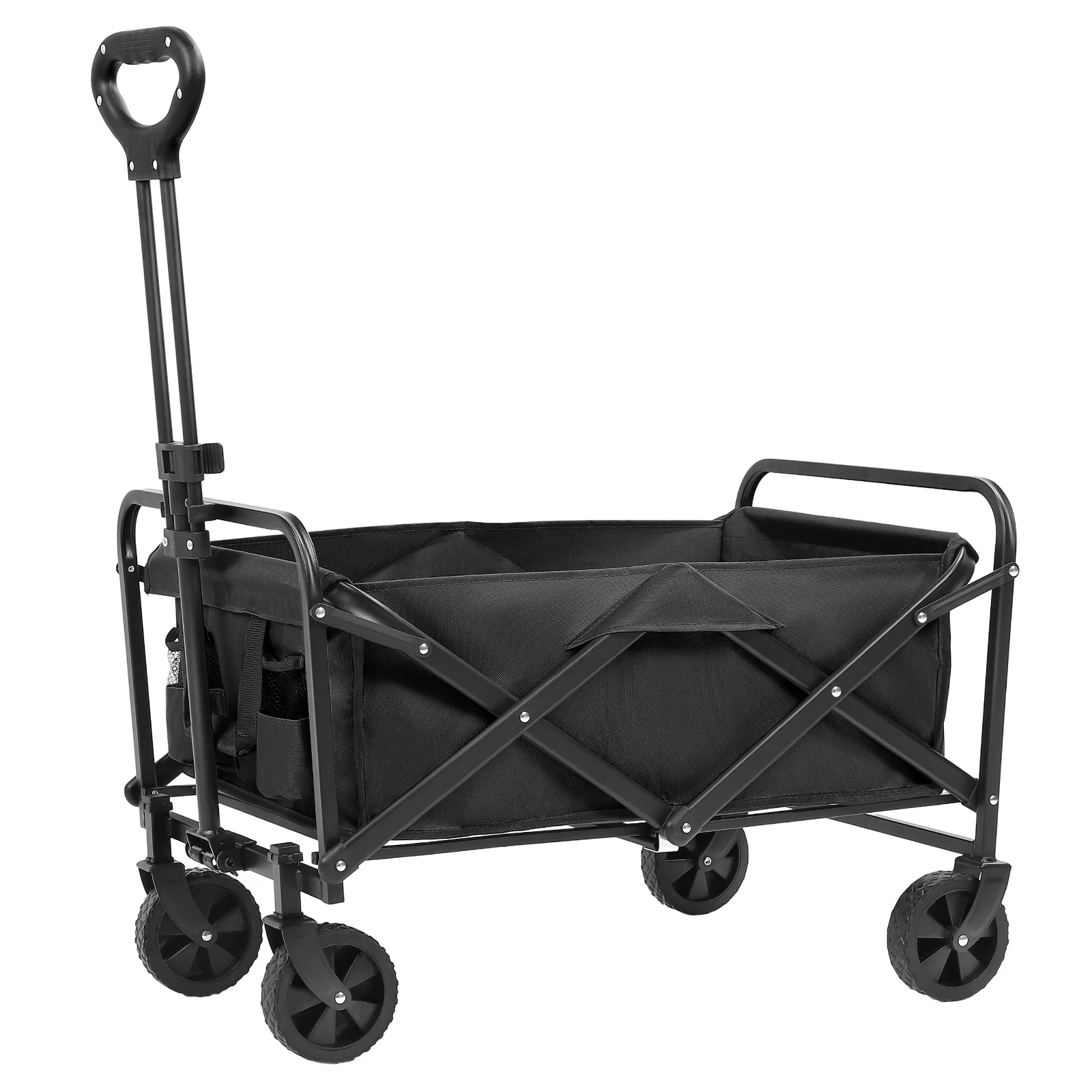 

Foldable Wagon with 5 Inch Wheels Oxford Cloth Utility Grocery Folding Beach Wagon for Sand Garden Sports Shopping Outdoor