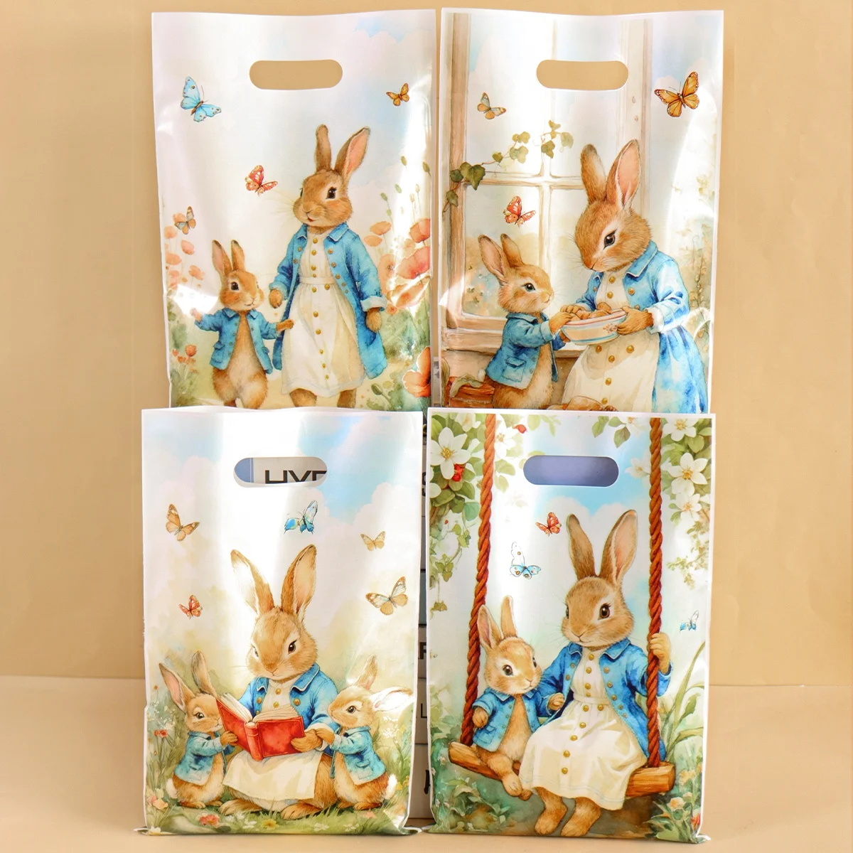 10/20/50 Stück Frohe Ostern Geschenktüten Zellophan Leckerli Beutel Süßigkeitentüte Niedliches kleines Kaninchen Hase Muster Opp Beutel Partygeschenke Verpackung – Detail 5