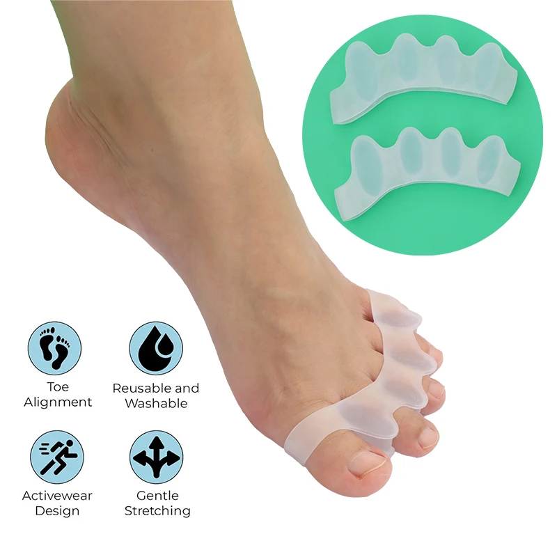 Pexmen 2Pcs Gel Toe Separators Restore Toes to Original Shape Toes Corrector Spacers for Bunions and Overlapping Toes