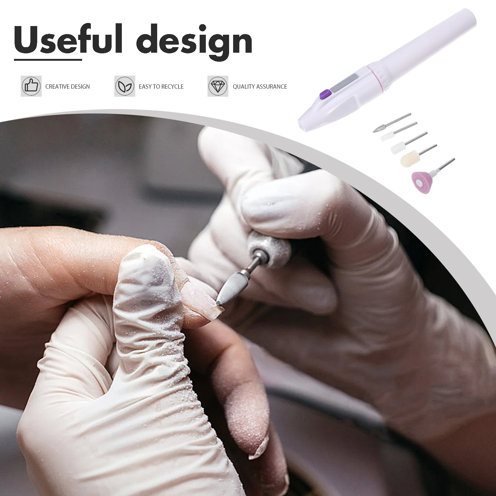 Electric Drill For Manicure Pedicure Portable Nail File With 5 Attachments Professional Nail Polisher Tool