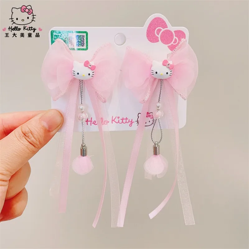 Hello Kitty Hairclips Kawaii Hair Accessories Sanrio Baby Girl Bows Hair Clip Headbands Ties Fashion Hairties Toddler Girl Fall