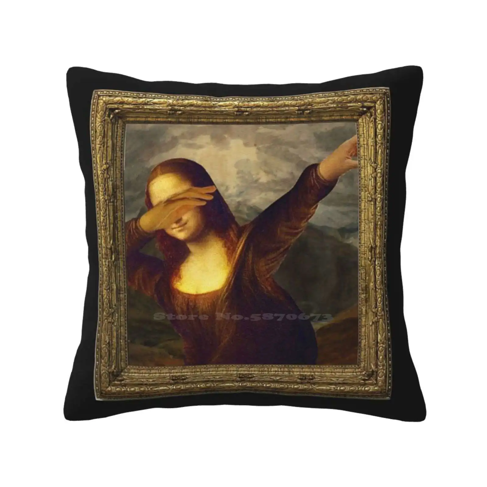 Dabbing Mona Lisa Painting Throw Cushion Pillow Cover Dabbing Funny Meme Mona Lisa Dab Cool Davinci Monalisa Cage Leonardo Da