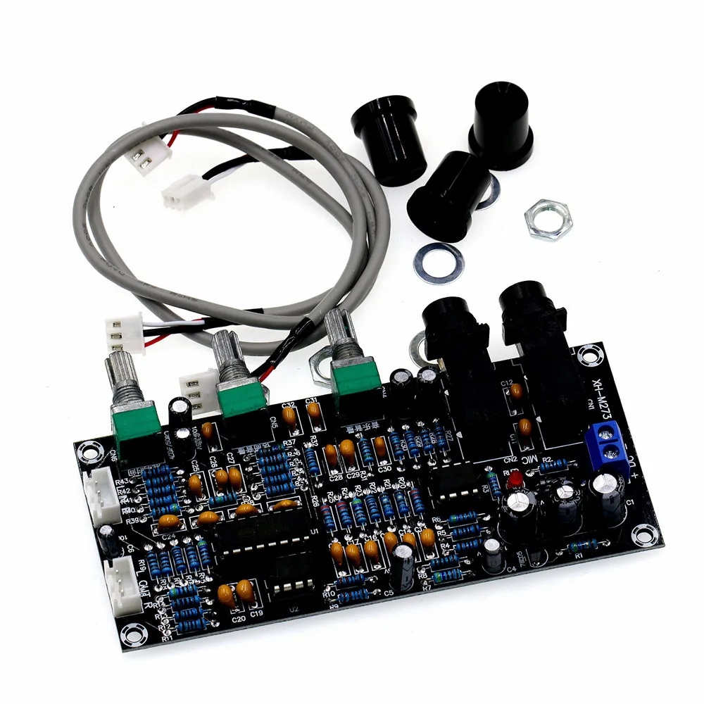 XH-M273 Karaoke Reverb Board Microphone Preamp Board, PT2399 + NE5532 K Song Audio Mixer Board DC12-24V Stereo