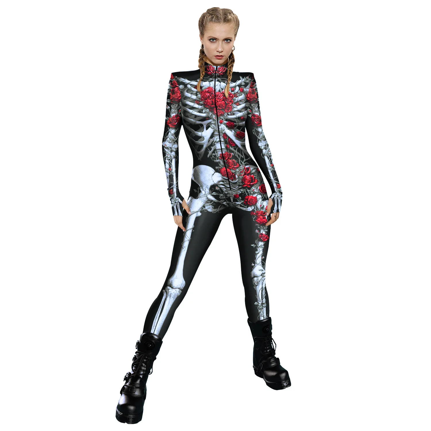 Damen Herren 3D-gedruckter Tier-Schlangen-Python-Schädel Cosplay-Jumpsuit Erwachsenen-Halloween-Cosplay-Zirkus-Radfahrer-Kostüm Karneval-Bodysuit – Detail 33