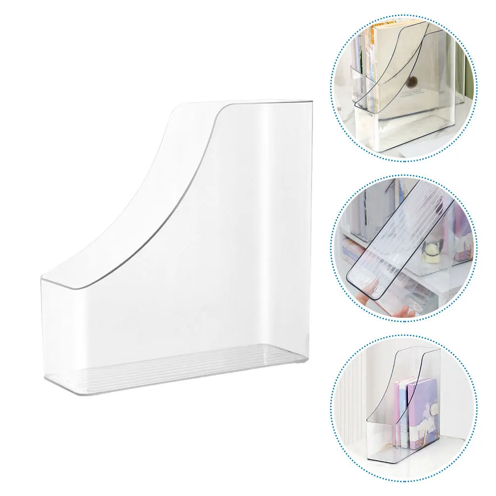 

Clear Acrylic Vertical File Organizer Desktop Document Storage Box for Office Home School A4 Paper Magazine Holder