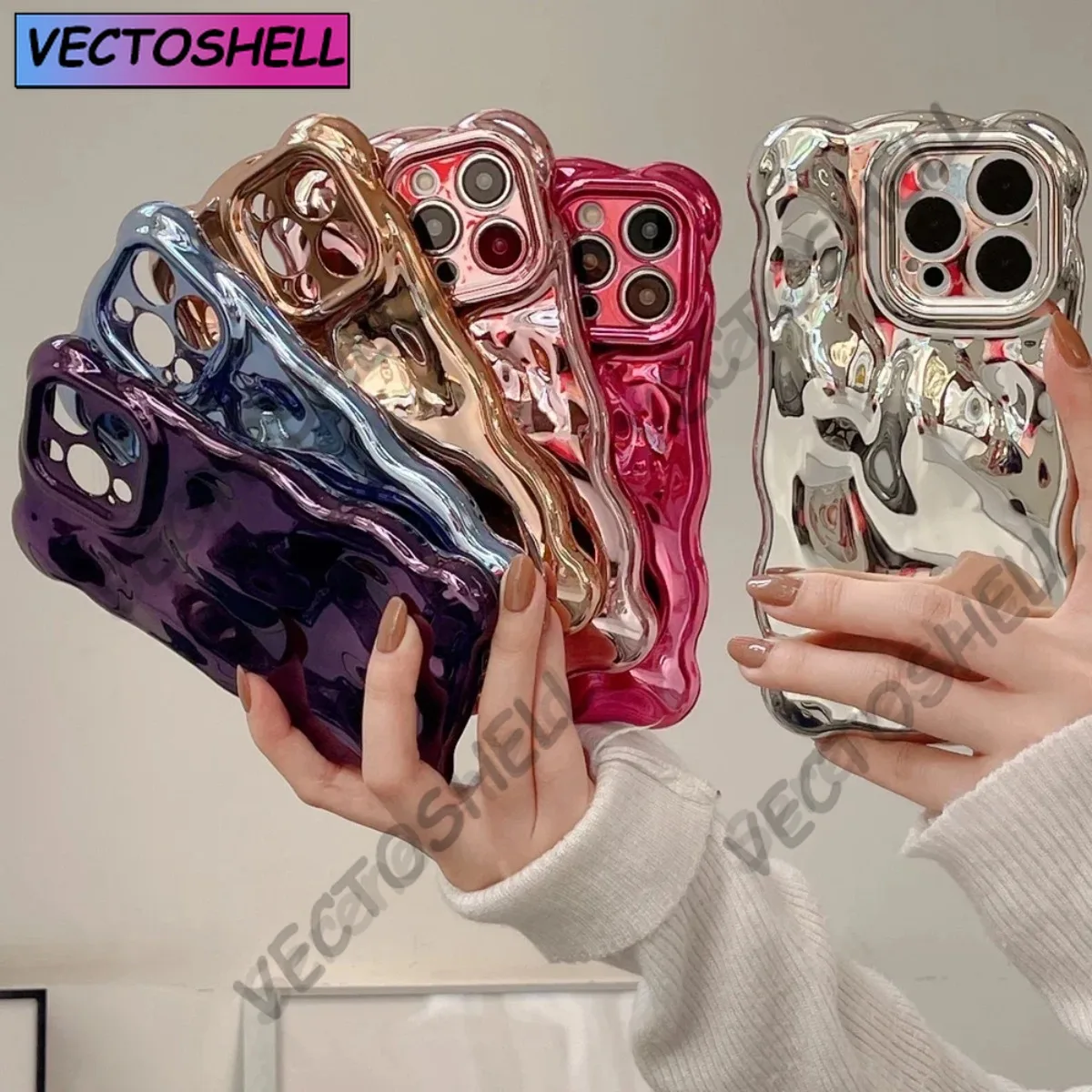 

3D Wave Pattern Phone Case For iphone 15 14 13 12 11 Pro Max INS Candy Color Fashion Soft Silicone Shockproof Back Cover Cases