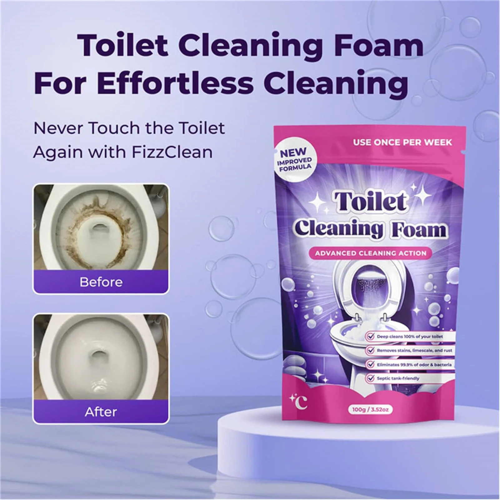 

100g Toilet Cleaner Fragrant Powerful Decontamination Foam For Toilet Bathroom Sink Bathtub Floor Drain Home Cleaning Supplies