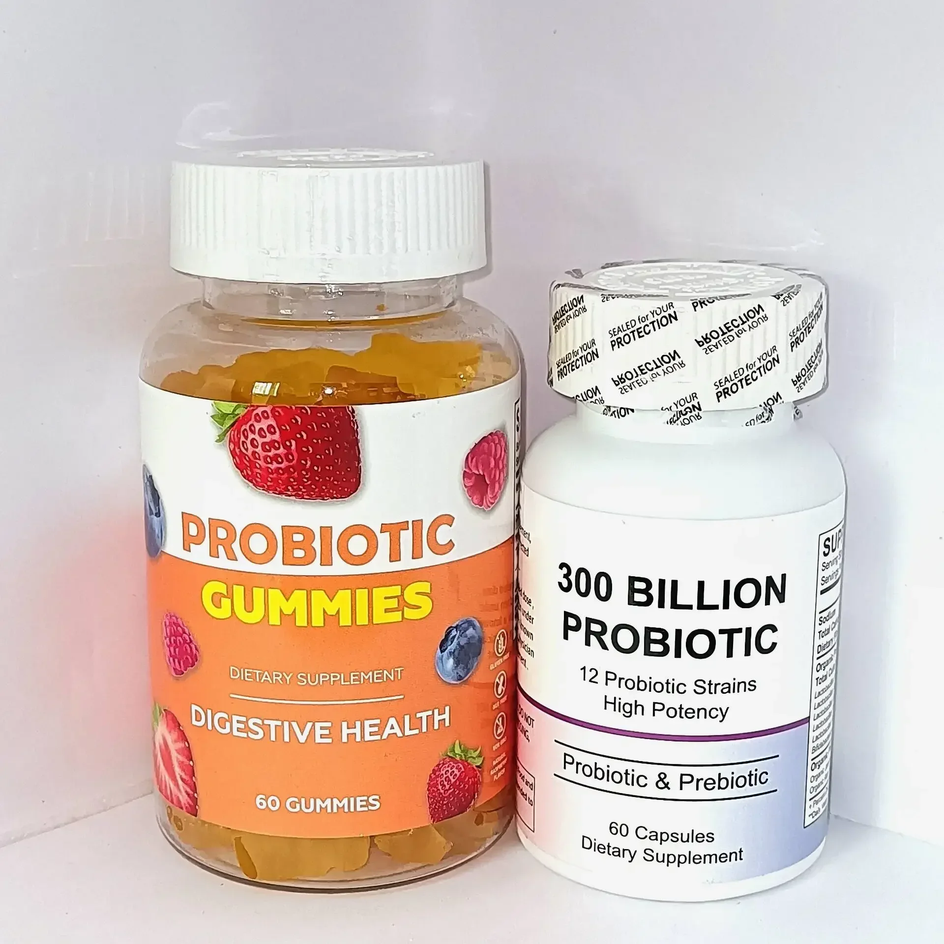 

1 set of probiotic gummies+probiotic capsules to help digest and absorb nutrients prevent constipation balance gut microbiota