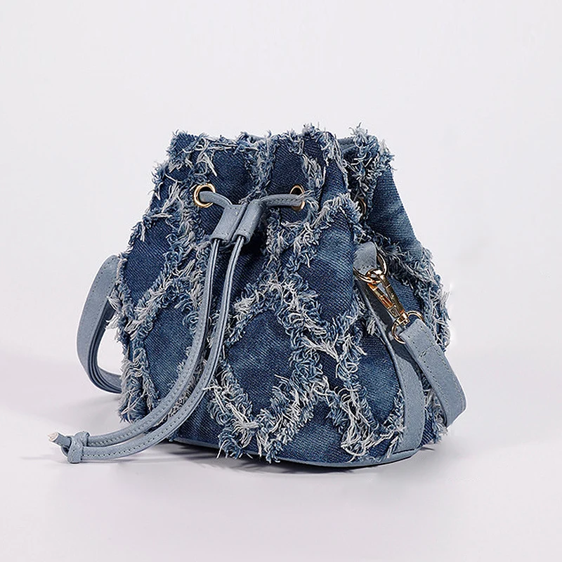 Women\'s Bags Tether Retro Design Denim Bag Trend Replica Crossbody Bag Quality Bucket Bags Handbags for Women 2023 New