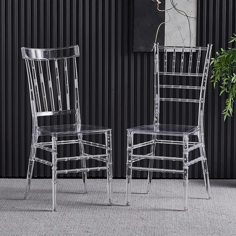 Modern Acrylic Transparent Crystal Chairs Solid Back for Hotel Banquet Halls Wedding Halls Outdoor Use Xiangling Brand Model