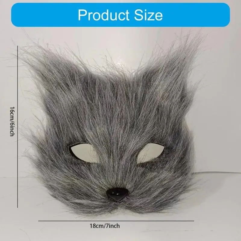 B95F ぬいぐるみ猫フェイスマスク子供大人用ハロウィンドレスアップ、コスプレ動物マスク仮面舞踏会カーニバルコスプレパーティー用