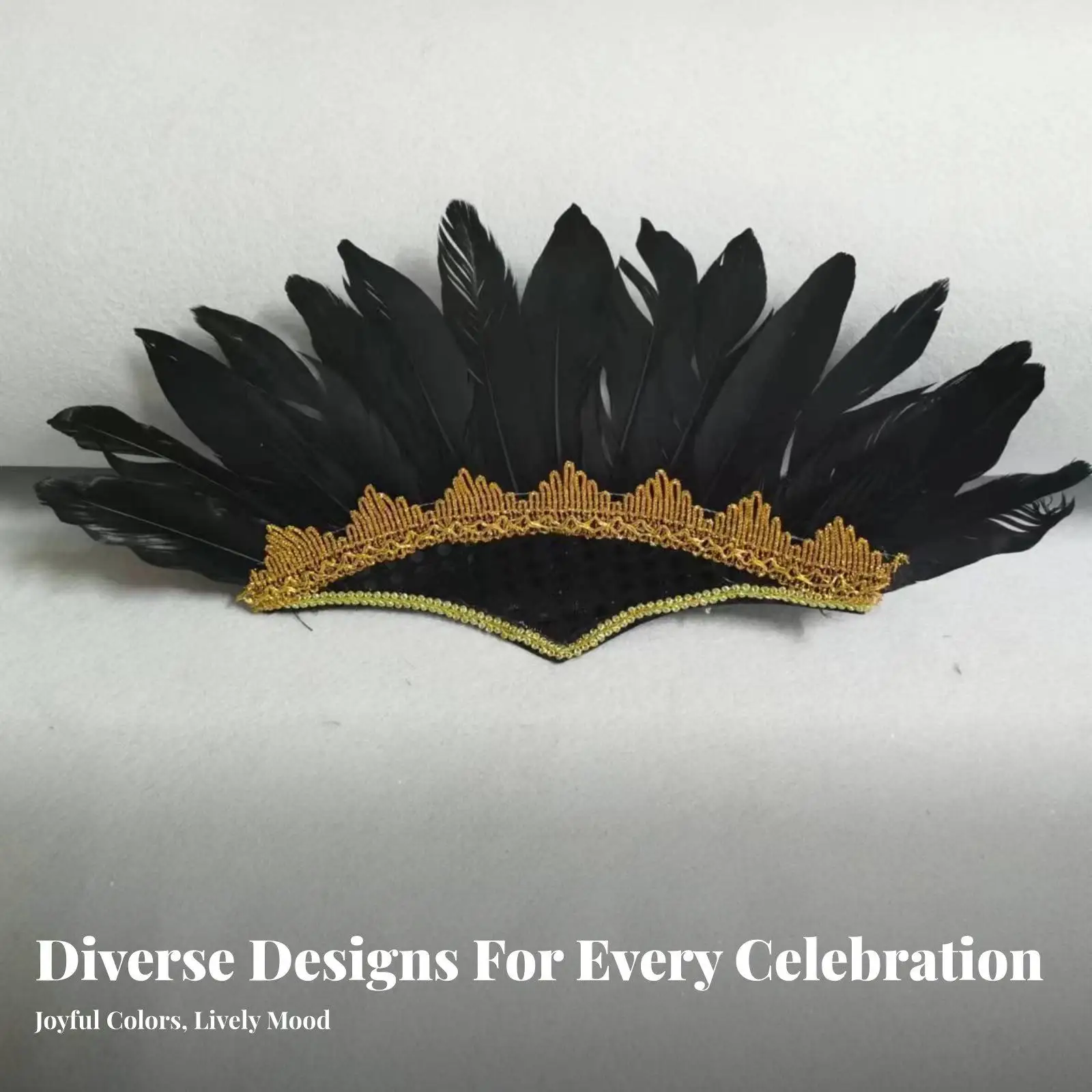 Feather Headdress Colorful Feathers Tribal Design Headpiece Eye-Catching Design Carnival Feather Headband for Entertainers,