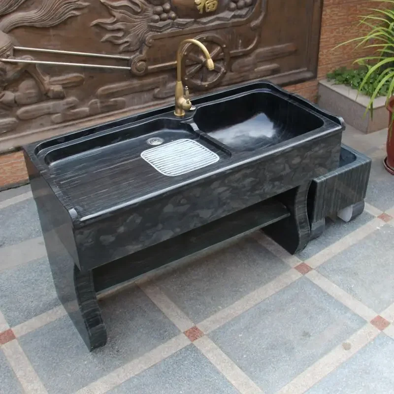 Marble laundry pool Balcony Household stone Granite with rubbing board Whole stone Outdoor integrated sink Laundry basin