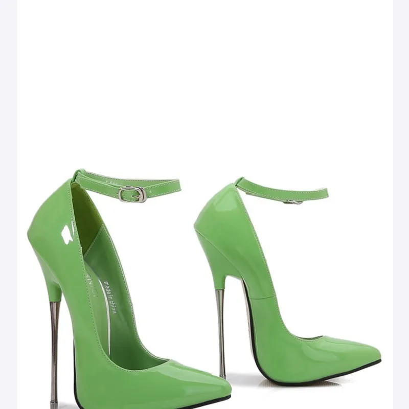 Metallic European-style sexy low-cut pointed-toe high-heeled shallow-toe single shoes for nightclubs
