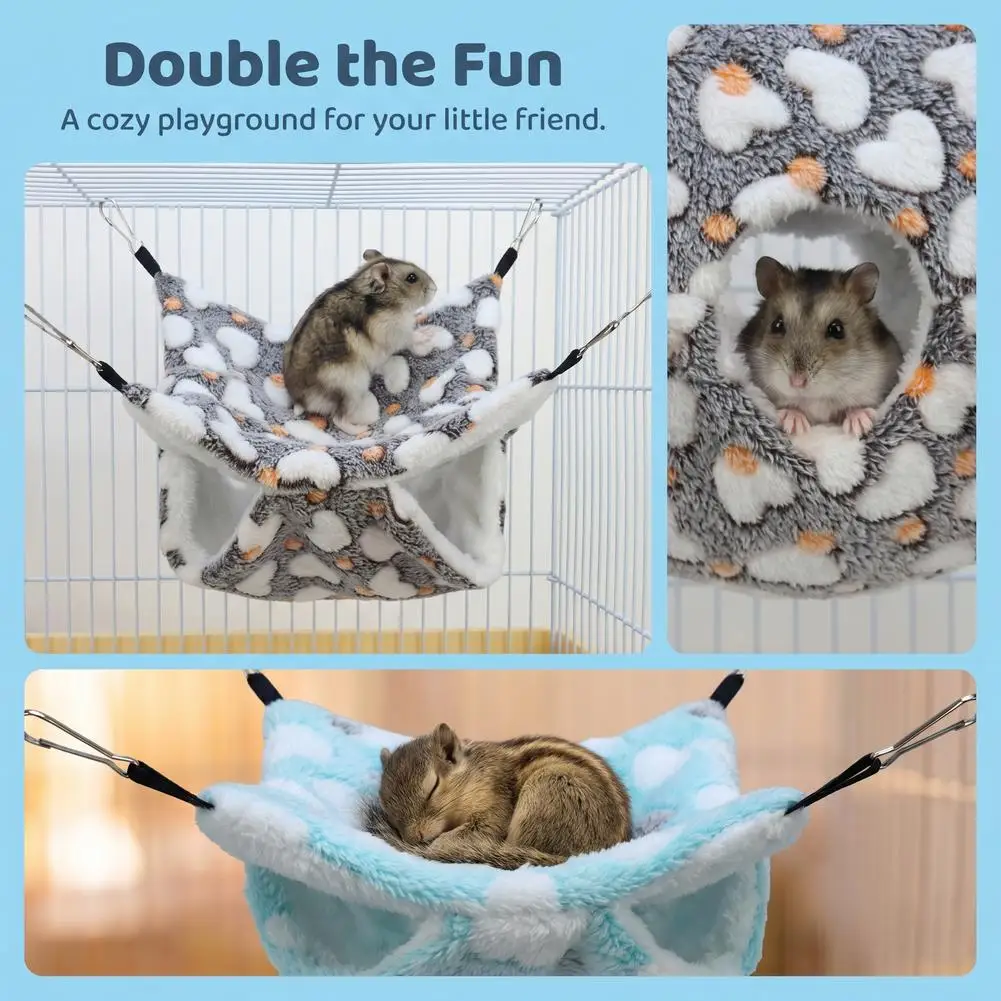 Doppellagige Kleintier-Hängematte, Weiches Flanell-Hängebett für Hamster, Meerschweinchen, Zuckerschweinchen, Haustierbedarf – Detail 10