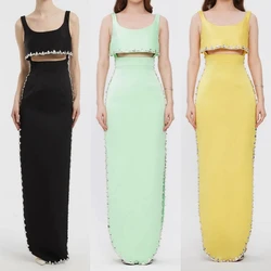 Customized Jiayigong  Simple Modern Style Formal Evening Square Collar A-line Beadings Bespoke Occasion Dresses