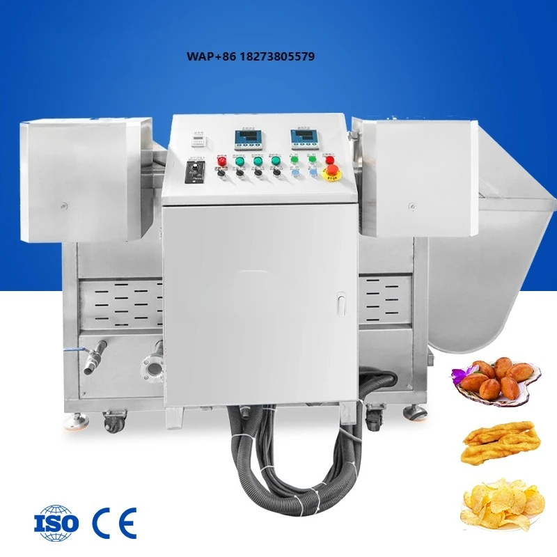 Automatic Cooking Fried Crispy Chicken Potato Fries Falafel Chips Fryer Batch Conveyor Groundnut Nut Deep Frying Machine