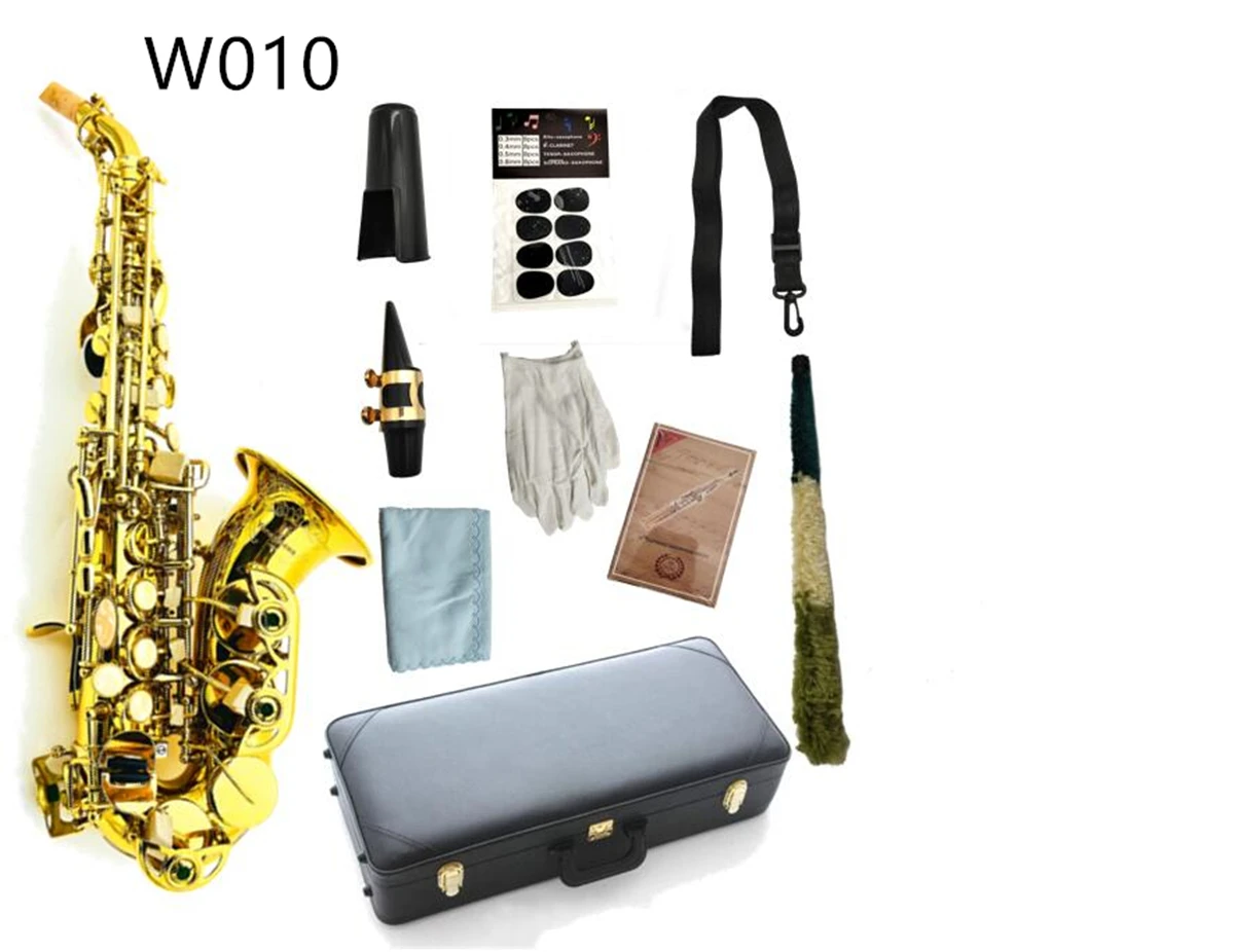 

Real Pictures W010 Soprano Saxophone B Flat Brass Plated Professional Woodwind With Case Accessories Free Shipping