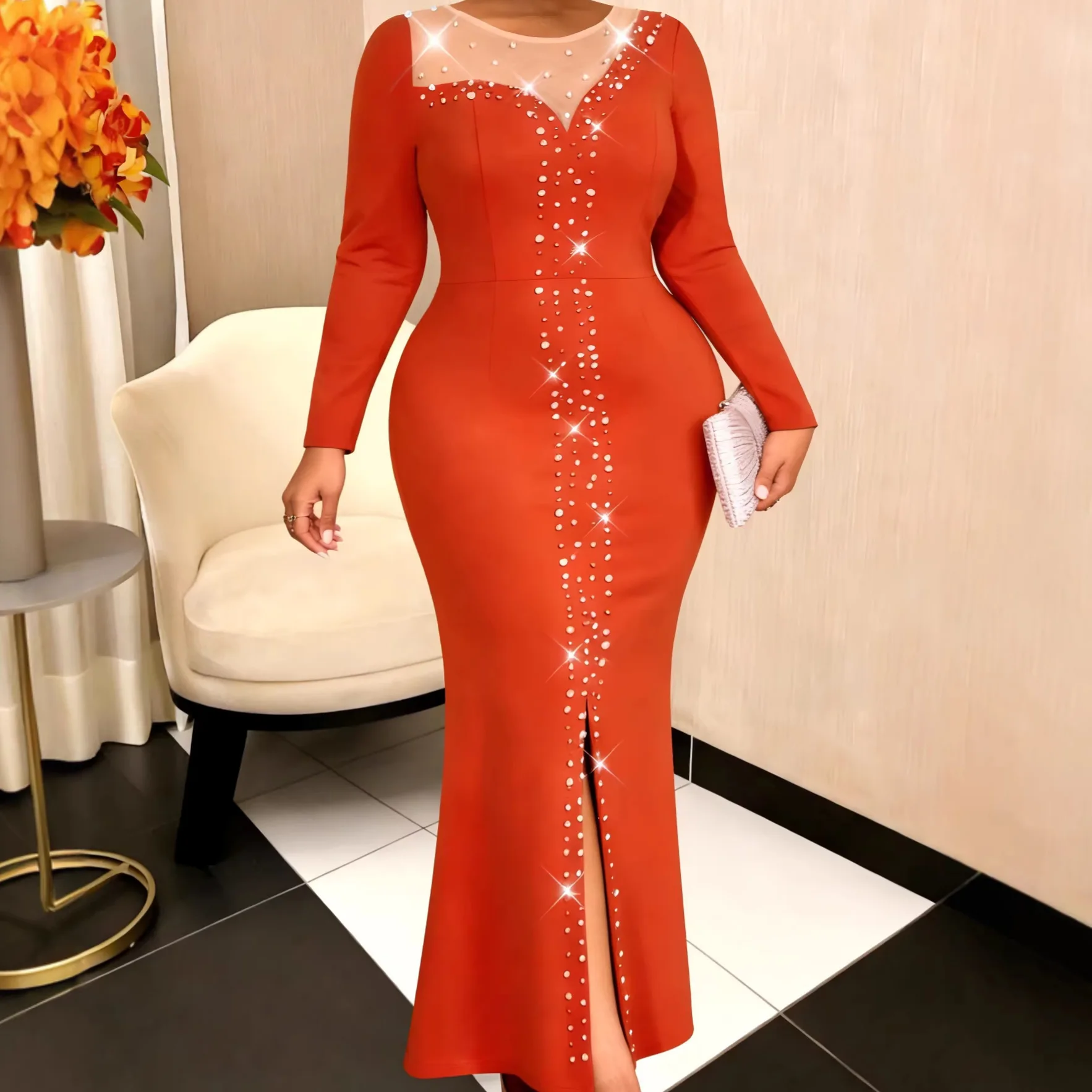 

Африканские платья для женщин, элегантные свадебные платья на весну и осень, длинные платья-дашики с длинными рукавами, традиционная африканская одежда для женщин.