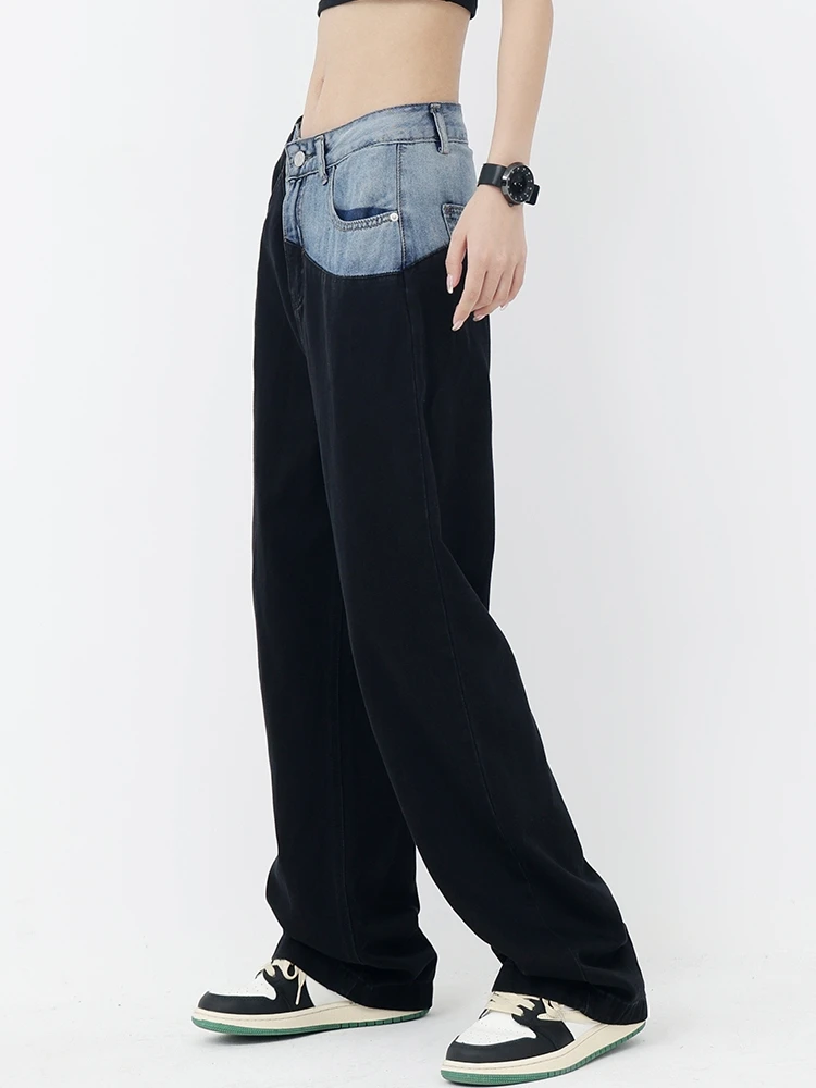 Vintage High Waist Women Black Jeans Korean Fashion Streetwear Wide Leg Jean Female Denim Trouser Straight Baggy Mom Denim Pants