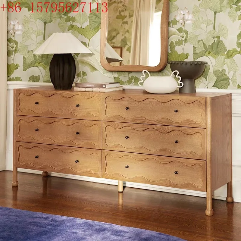 

Шкаф с восемью ведрами из цельного дерева в американском стиле ретро, шкафчик, прикроватная тумбочка для спальни, французская гостиная, входной шкаф