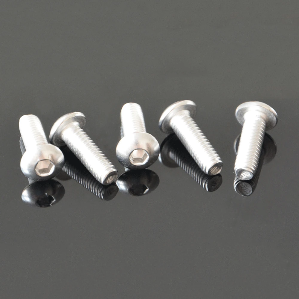 M2 x 3 4 5 6 8 10 12 14 16mm Button Head Hex Allen 1.27mm Scoket Screw Bolts 304 Stainless Steel For DIY Car Model Furniture