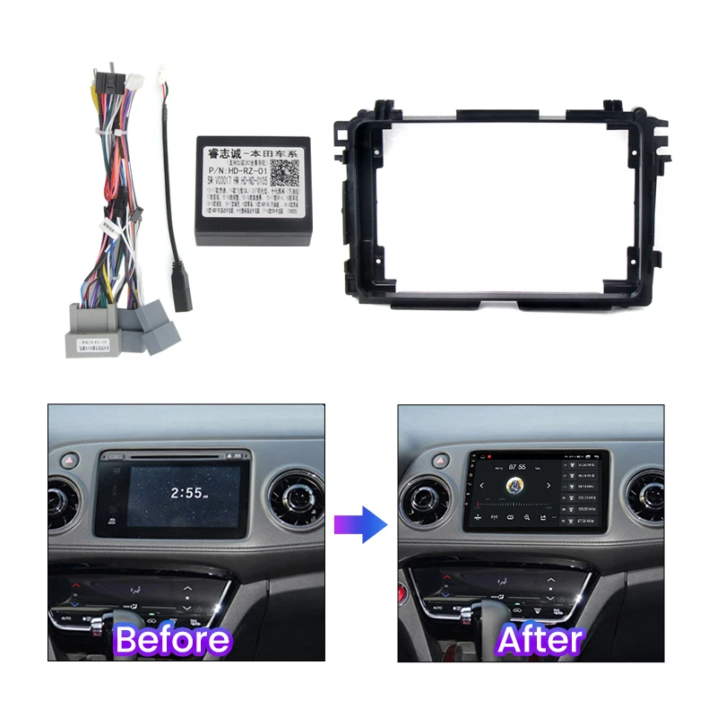 2 Din Frame Fascia Adapter Canbus Box Decoder for Honda HR-V HRV XRV Vezel 2013 -2019 Android Radio Dash Fitting Panel Kit