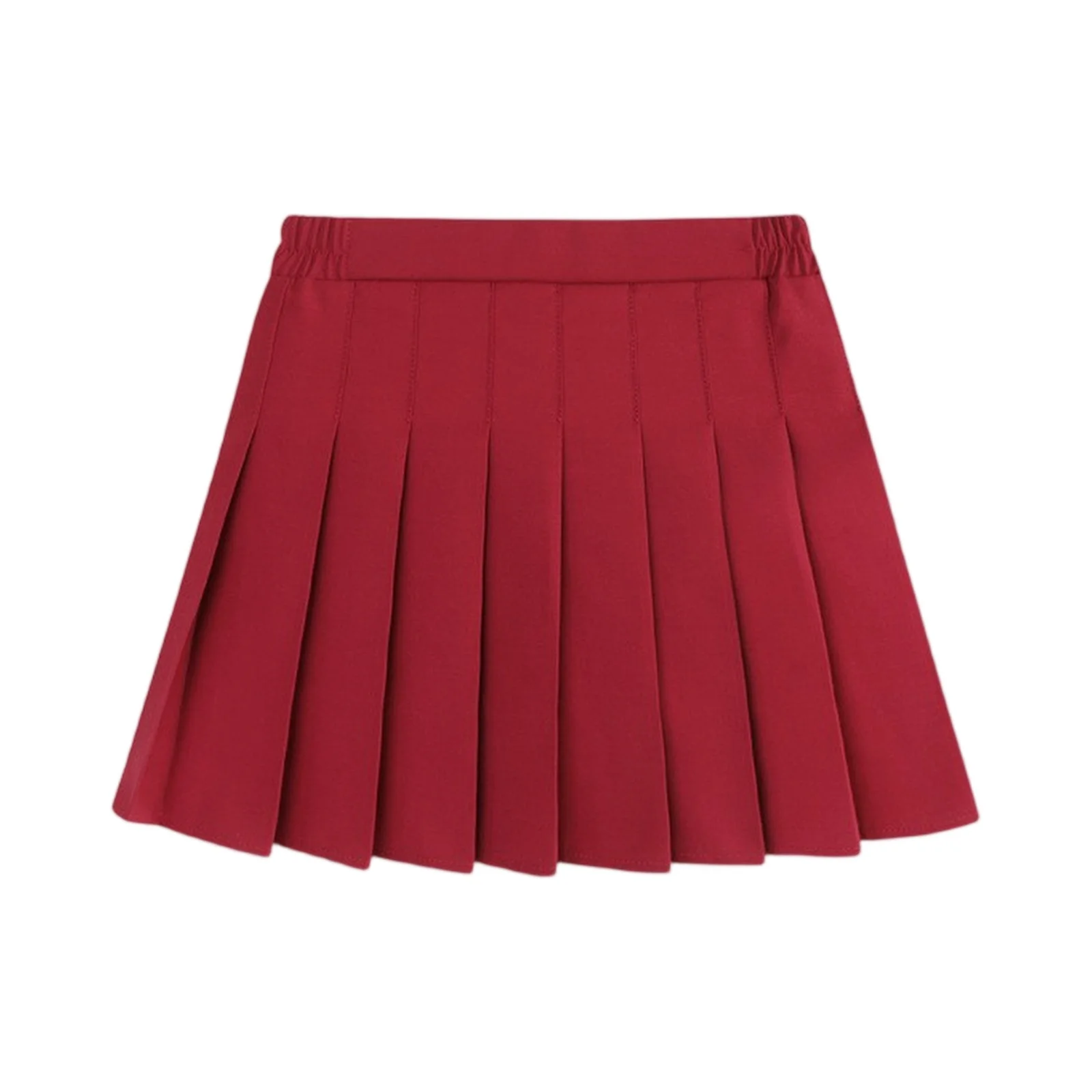 Girls' School Y2k Style Summer Short Pleated Skirt Solid Color High Waist Preppy School Uniform Basic Versatile Lolita Skirt