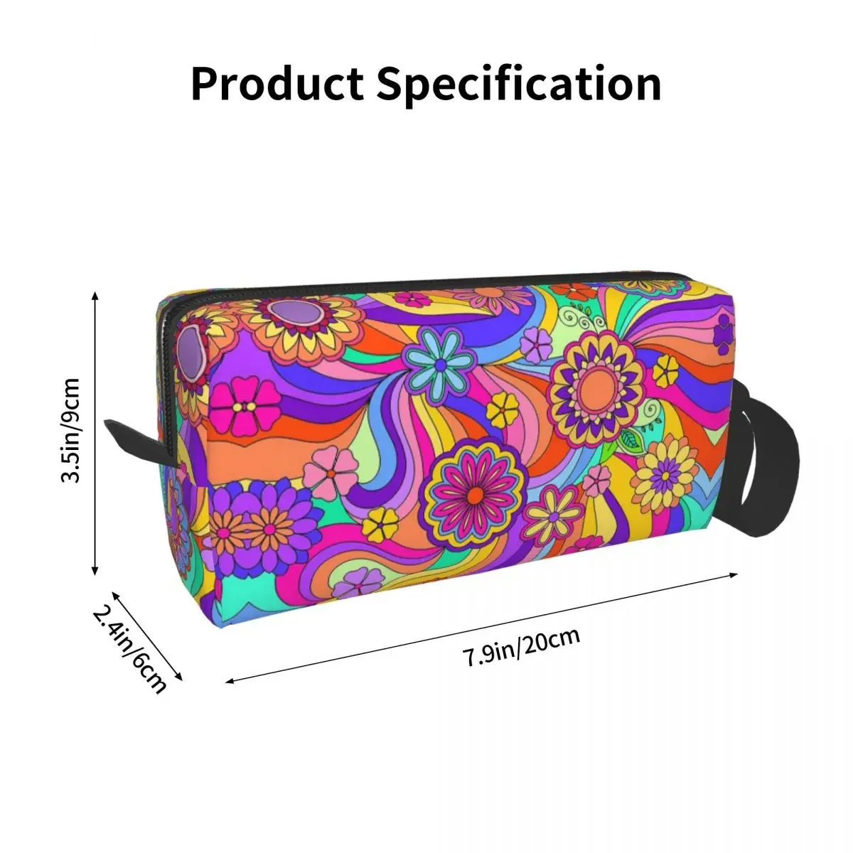 Groovy Psychedelic Flower Power Makeup Bag Cosmetic Storage Dopp Kit Toiletry Cosmetic Bag for Women Beauty Travel Pencil Case